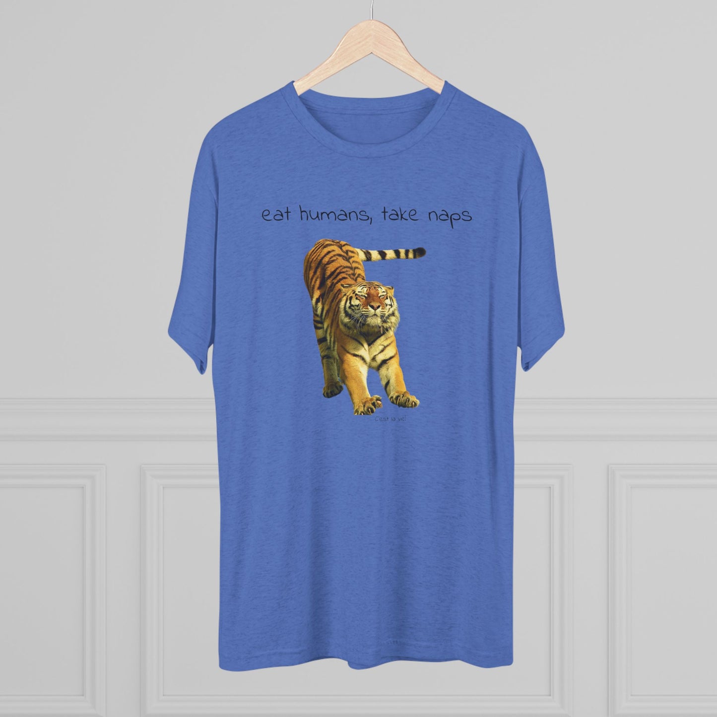 Eat Humans, take naps - big cat shirt - Tri-blend tee