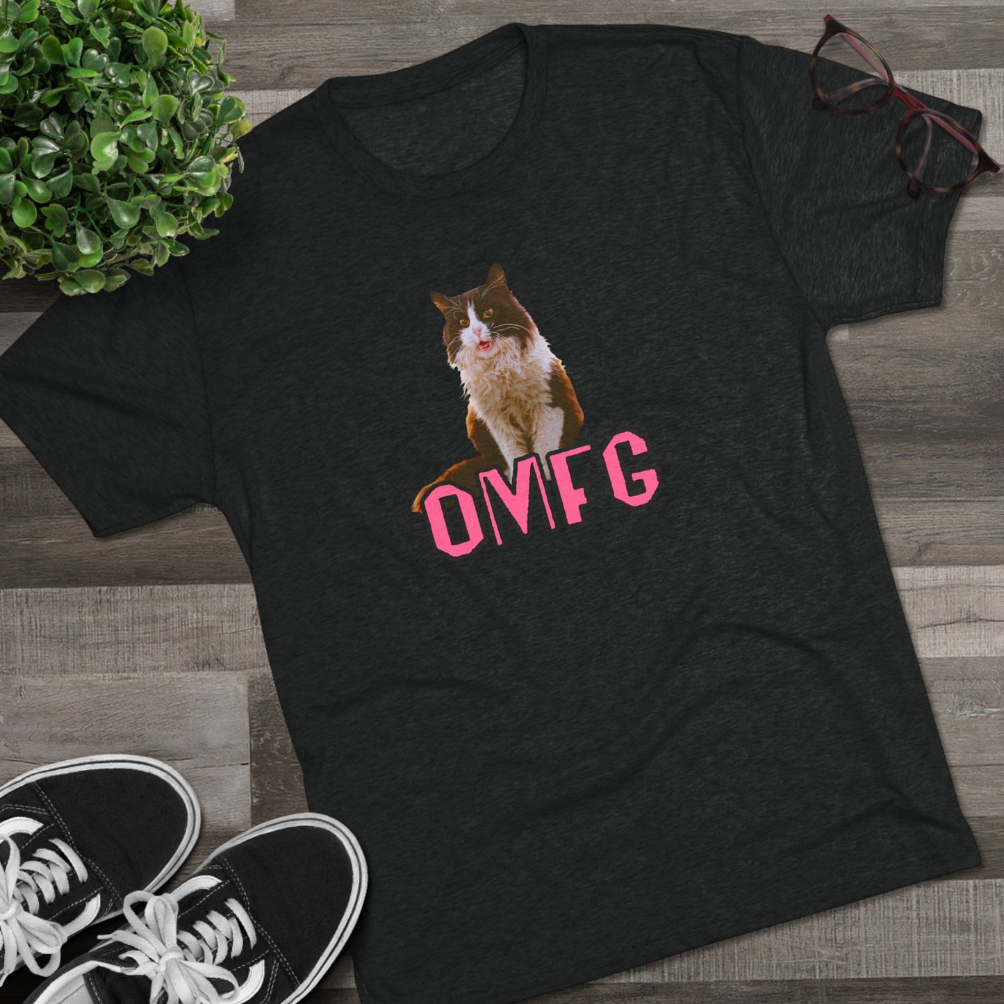 OMFG - cat shirt - Unisex Tri-Blend Crew Tee