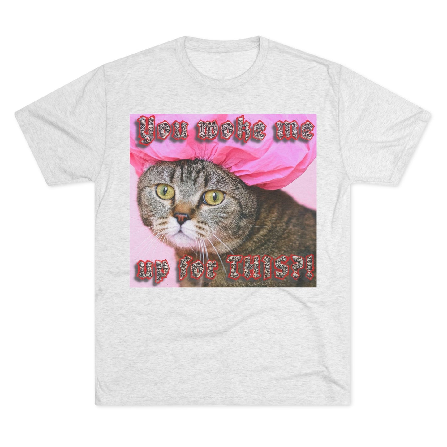 You Woke Me up for THIS? - cat shirt -  Unisex Tri-Blend Crew Tee