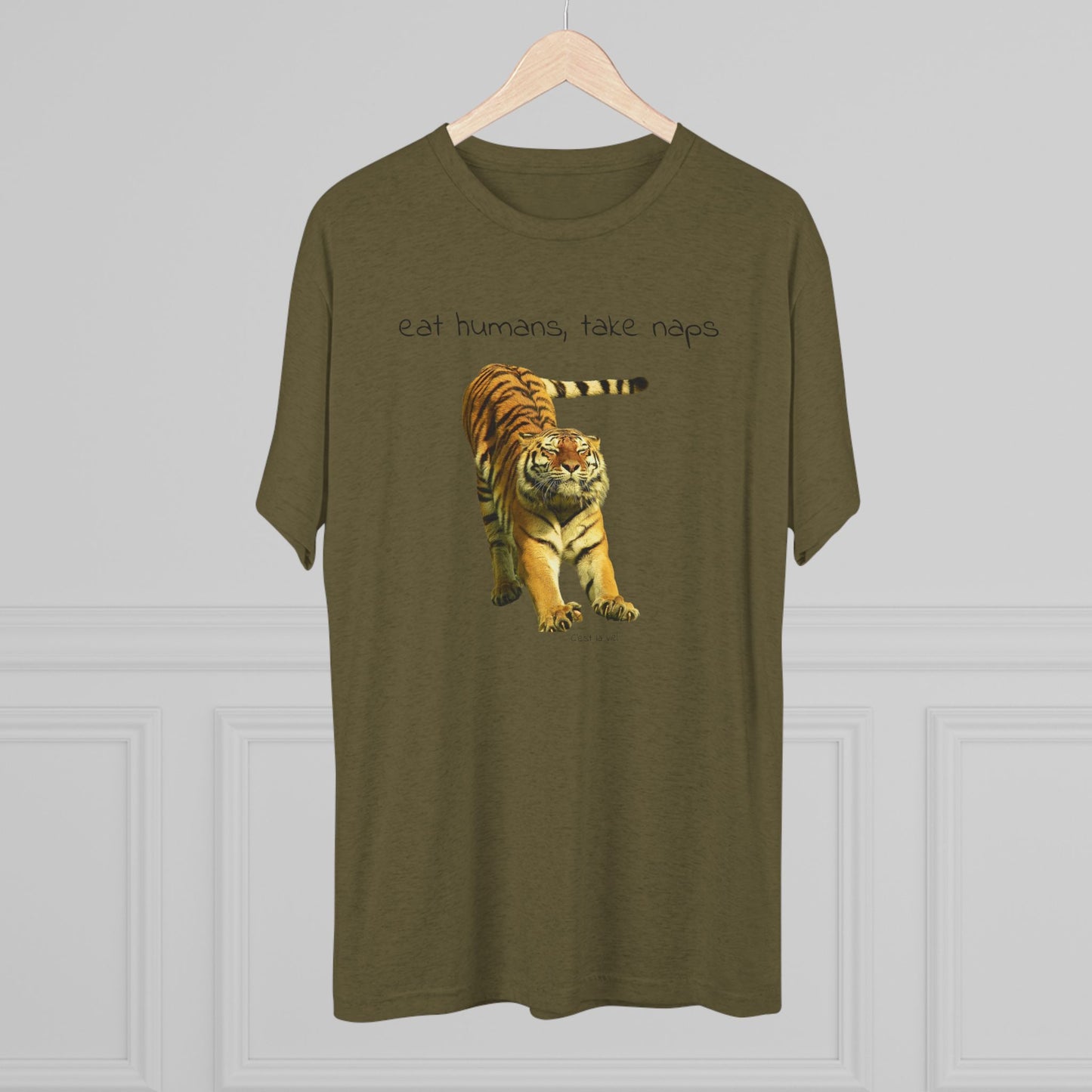 Eat Humans, take naps - big cat shirt - Tri-blend tee