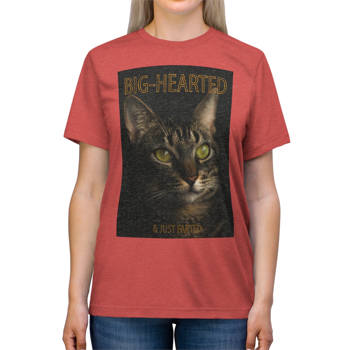 Big-Hearted, Just Farted cat shirt - Unisex Triblend Tee