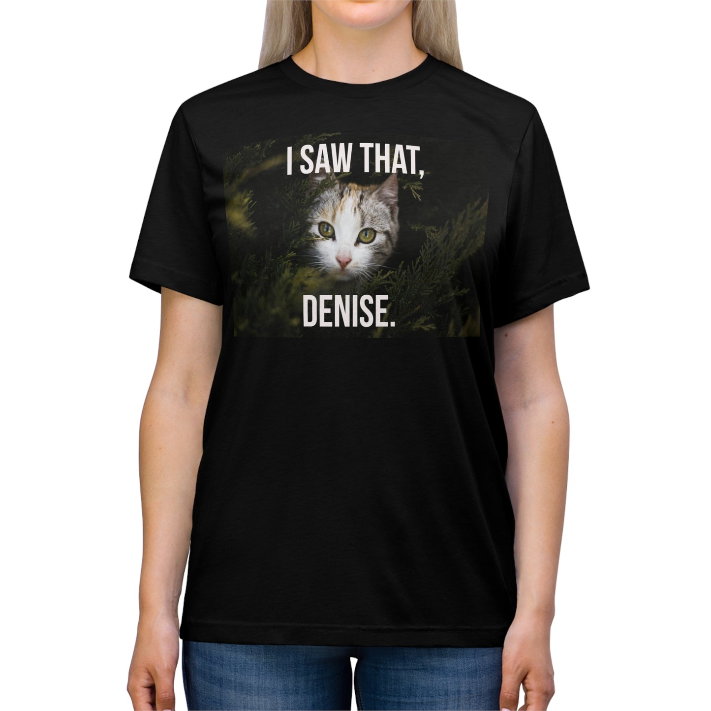 I Saw That, DENISE - cat shirt - Unisex Triblend Tee