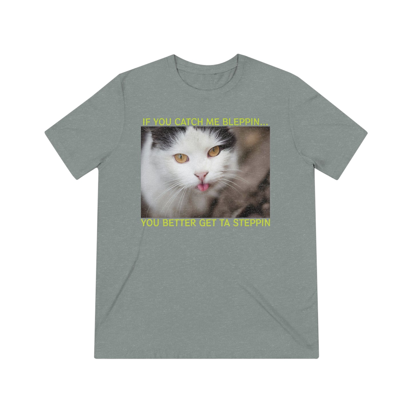 If You Catch Me Bleppin, Start to Steppin - cat shirt - Unisex Triblend Tee