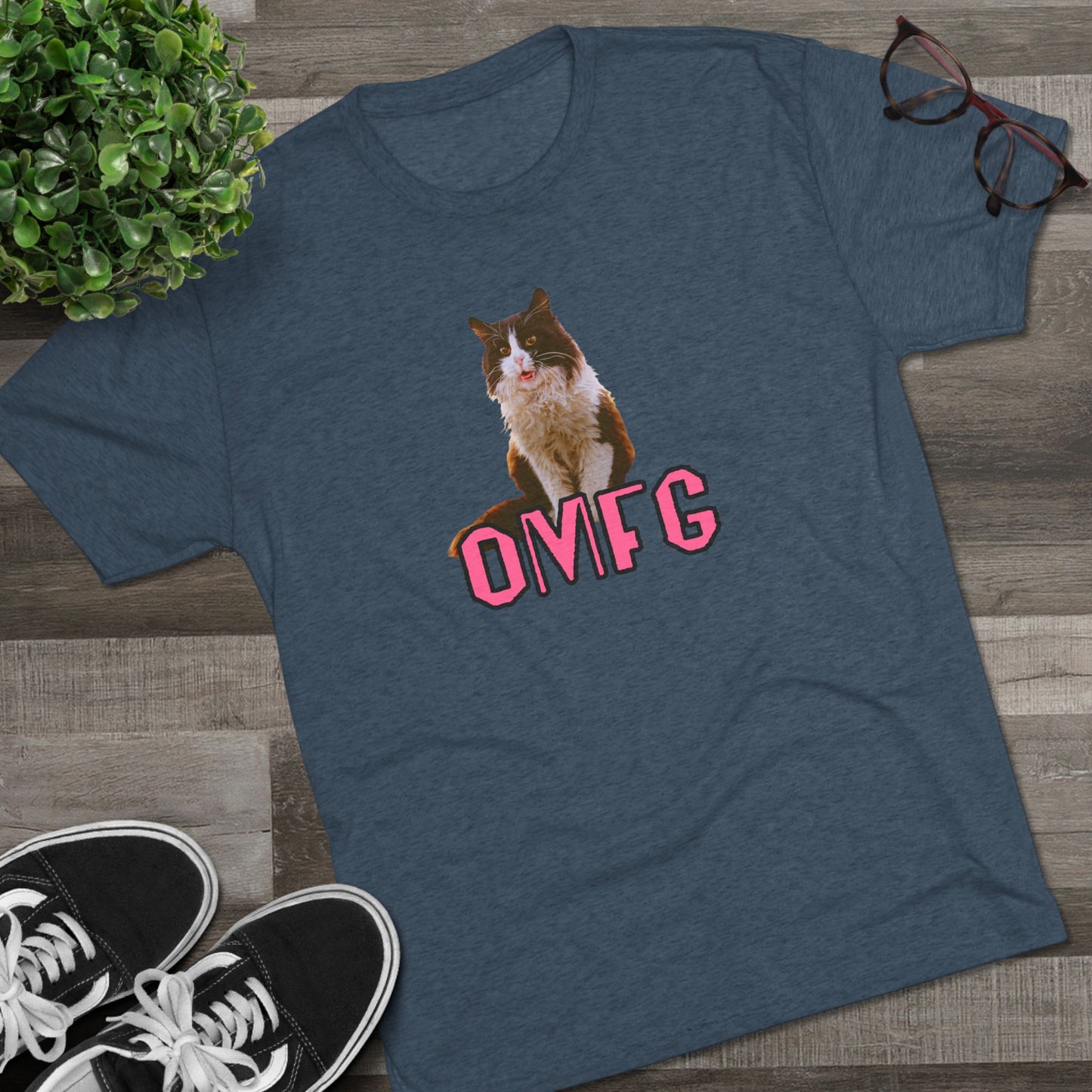 OMFG - cat shirt - Unisex Tri-Blend Crew Tee