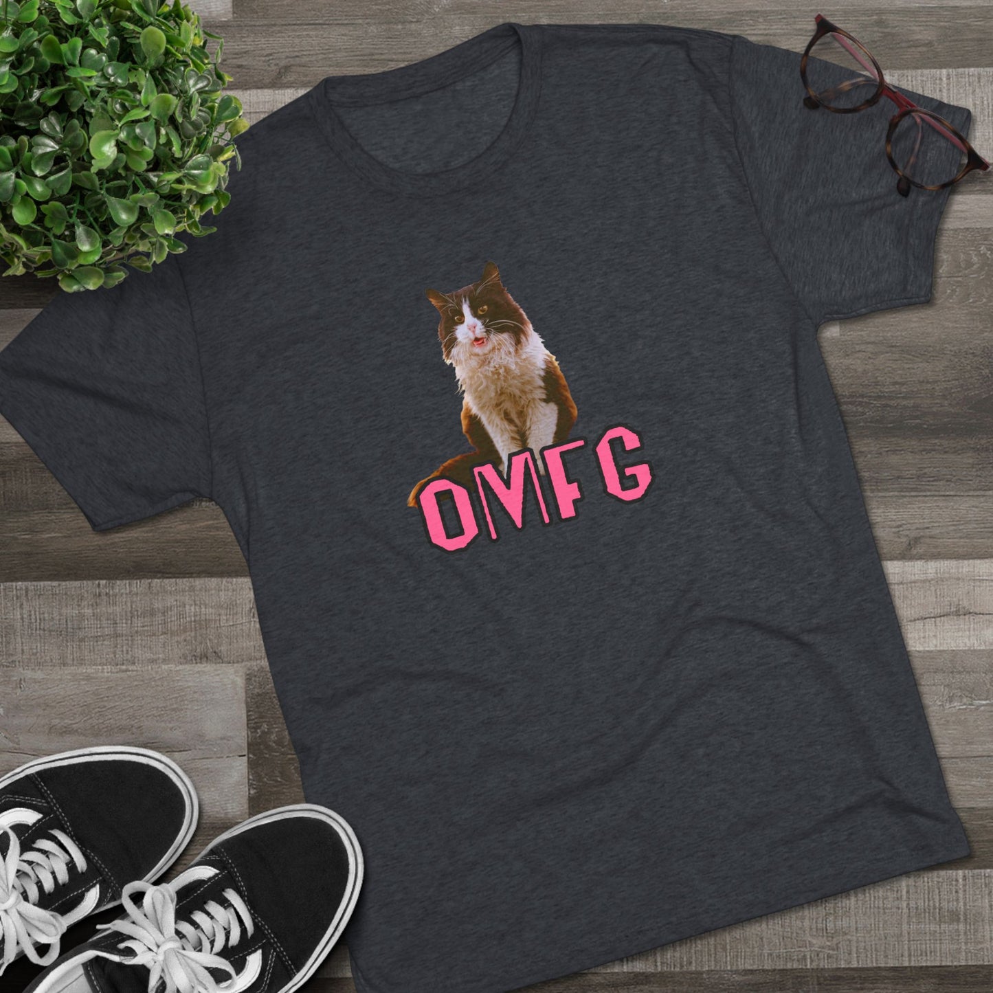 OMFG - cat shirt - Unisex Tri-Blend Crew Tee