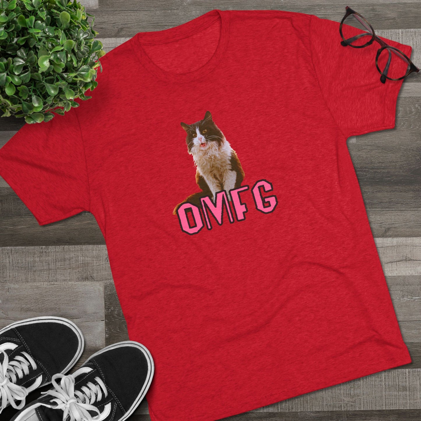 OMFG - cat shirt - Unisex Tri-Blend Crew Tee