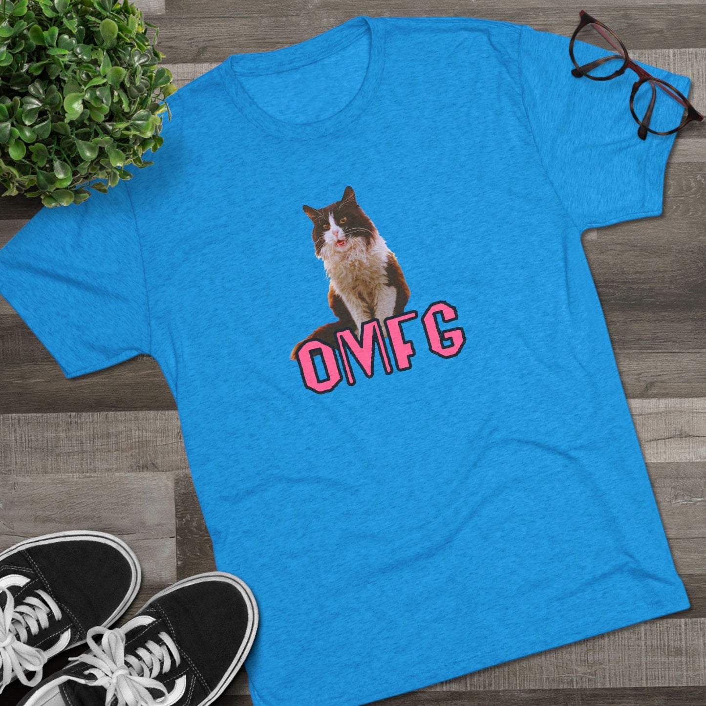 OMFG - cat shirt - Unisex Tri-Blend Crew Tee