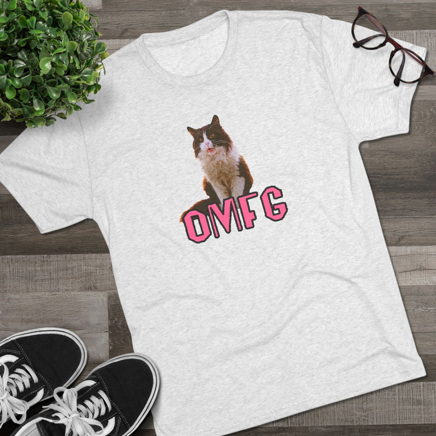 OMFG - cat shirt - Unisex Tri-Blend Crew Tee