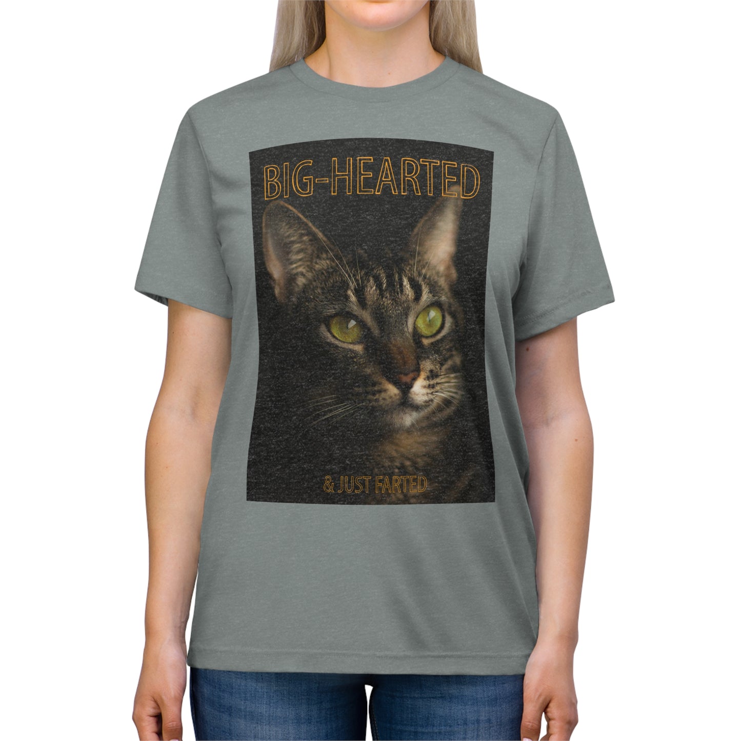 Big-Hearted, Just Farted cat shirt - Unisex Triblend Tee