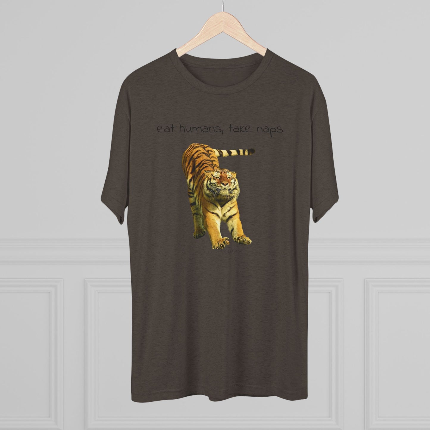 Eat Humans, take naps - big cat shirt - Tri-blend tee